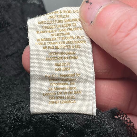 Free People Y2K Black Lace Mini Dress Large Sheer Resortwear Beach Coverup - Picture 12 of 13